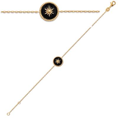 [Q8160] - Gold Plated Bracelet 'Cleopatra' Black Gold (star) - 12 Mm