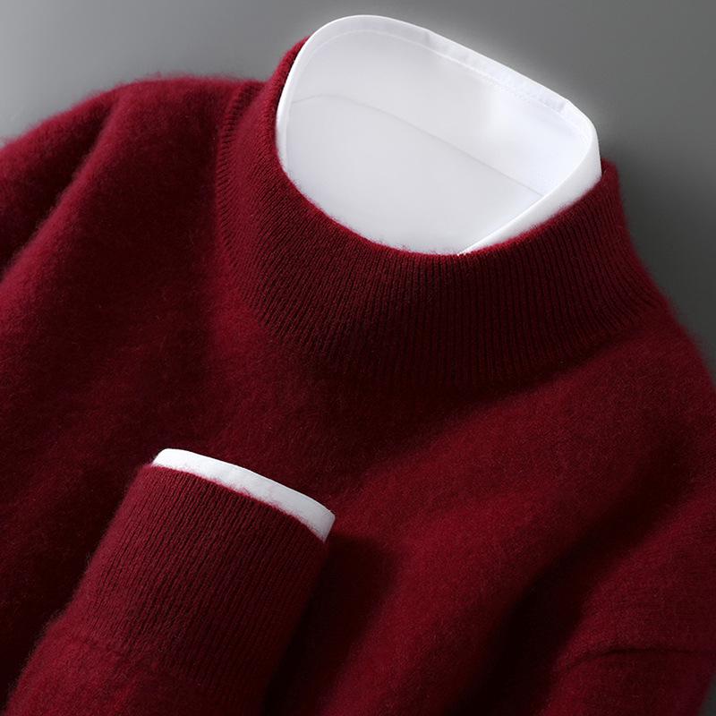 

Men s Cross-Border Exclusive 100% Wool Half-High Neck Loose Knit Pullover Sweater Double Extra Large