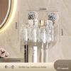 Wall-Mounted Suction Cup Toothbrush & Toothpaste Holder Set with Tooth Squeezer and Cup for Family Bathrooms