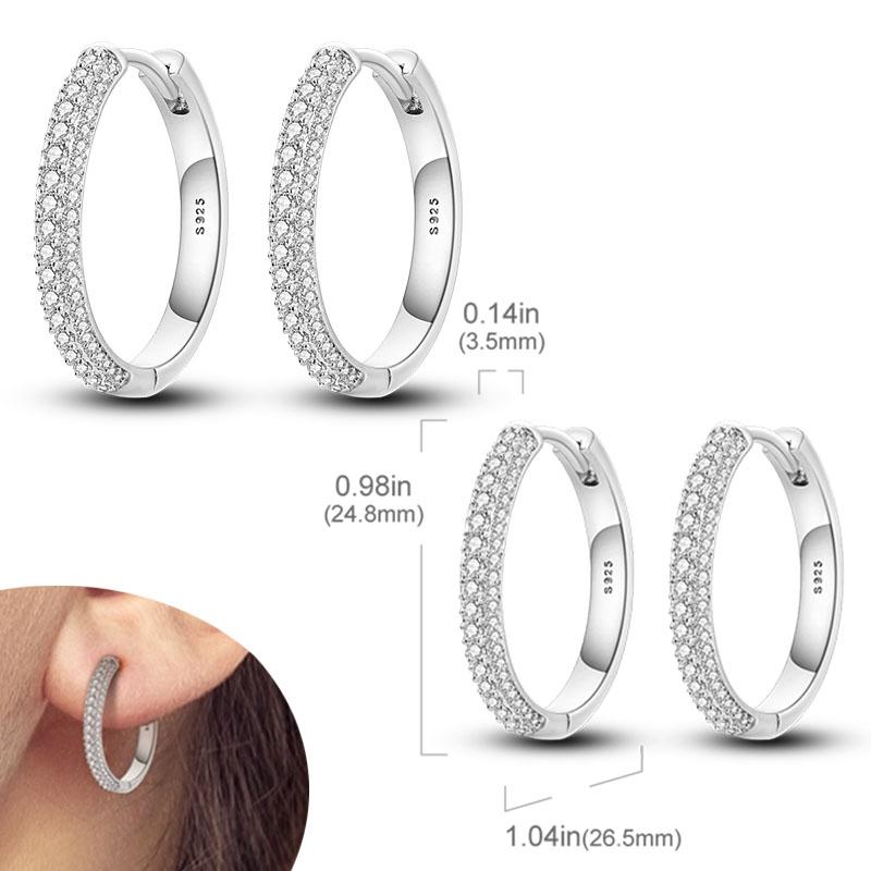 Original 925 Silver Hoops Earrings Zircon Pave Colourful Hoop Earrings For Women Fashion Jewelry Gift