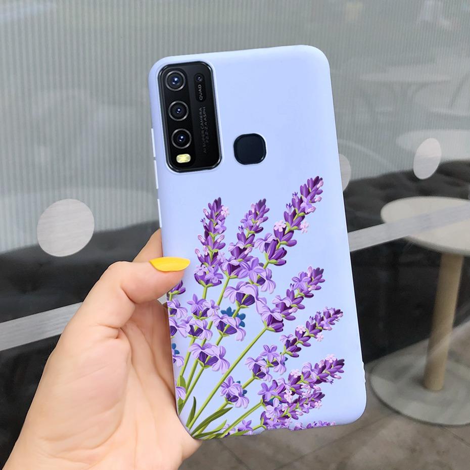 Fashion Cute Flower Milk Silicone Case For Vivo Y30 1938 Y50 1935 Black Soft TPU Phone Cover For Vivo Y 30 50 Y30 2020 Back Case
