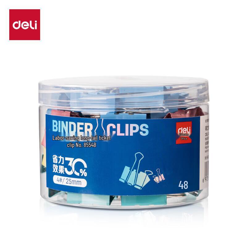 Deli 25mm Colored Binder Clips, 48 Count