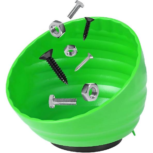 Magnetic Nut Cup, Curved Magnetic Parts Tray Bolts Organizer Holds Up to 5 Pounds, Multi-Use Nuts Screws Bowl Small Parts Tray Attaches to Metal