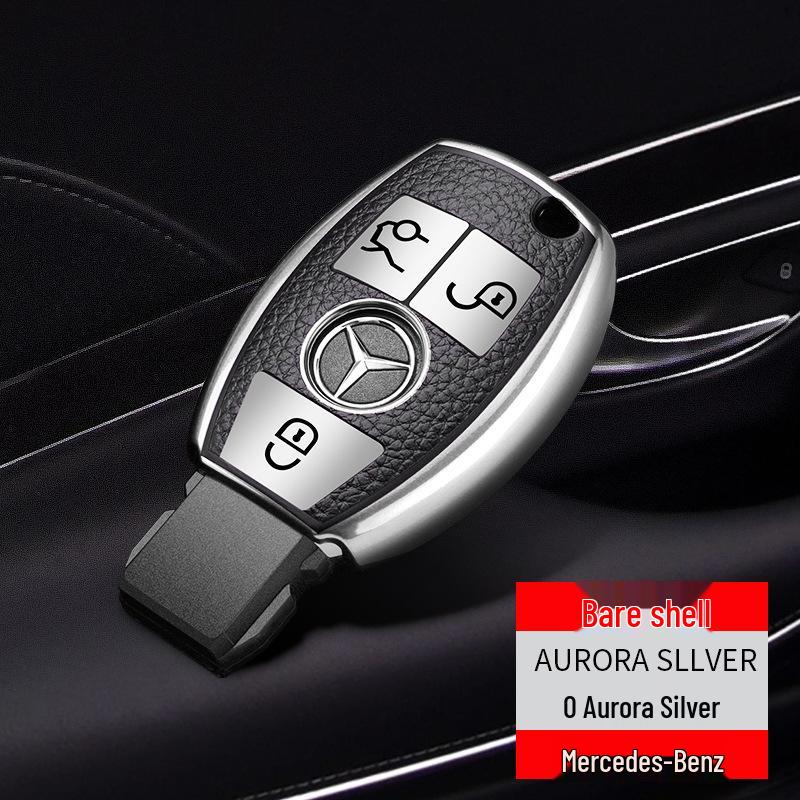 

Mercedes-Benz Car Key Shell TPU Cover for CLA200, GLC260, C260L, GLA, C300 - Electroplated with Buckle (Female Design)