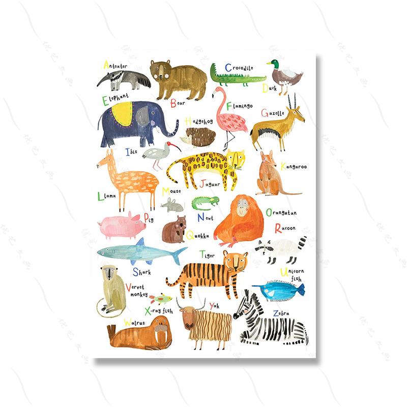 Abc Alphabet Animal Print Pictures Nursery Décor Educational Poster Kids Playroom Room Gift Canvas Painting Home Decor