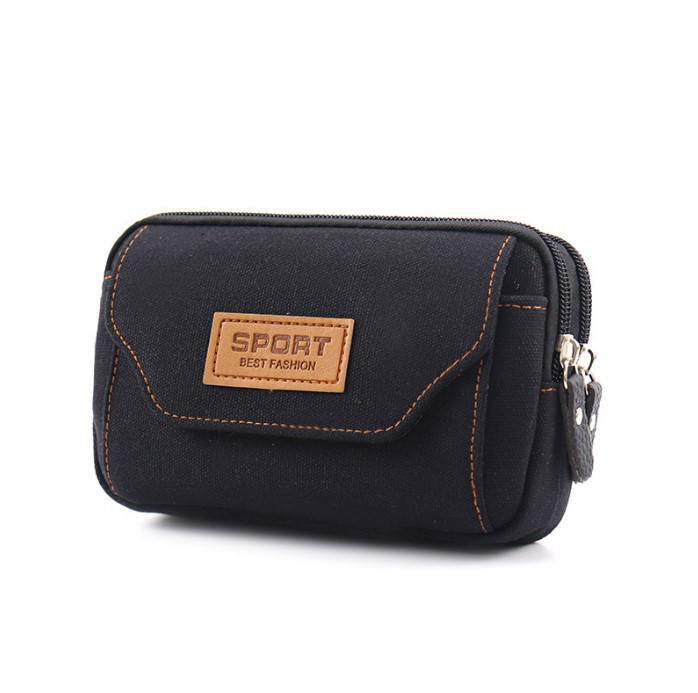 

Men s Leather & Canvas Multi-Function Waist Bag for Construction Sites