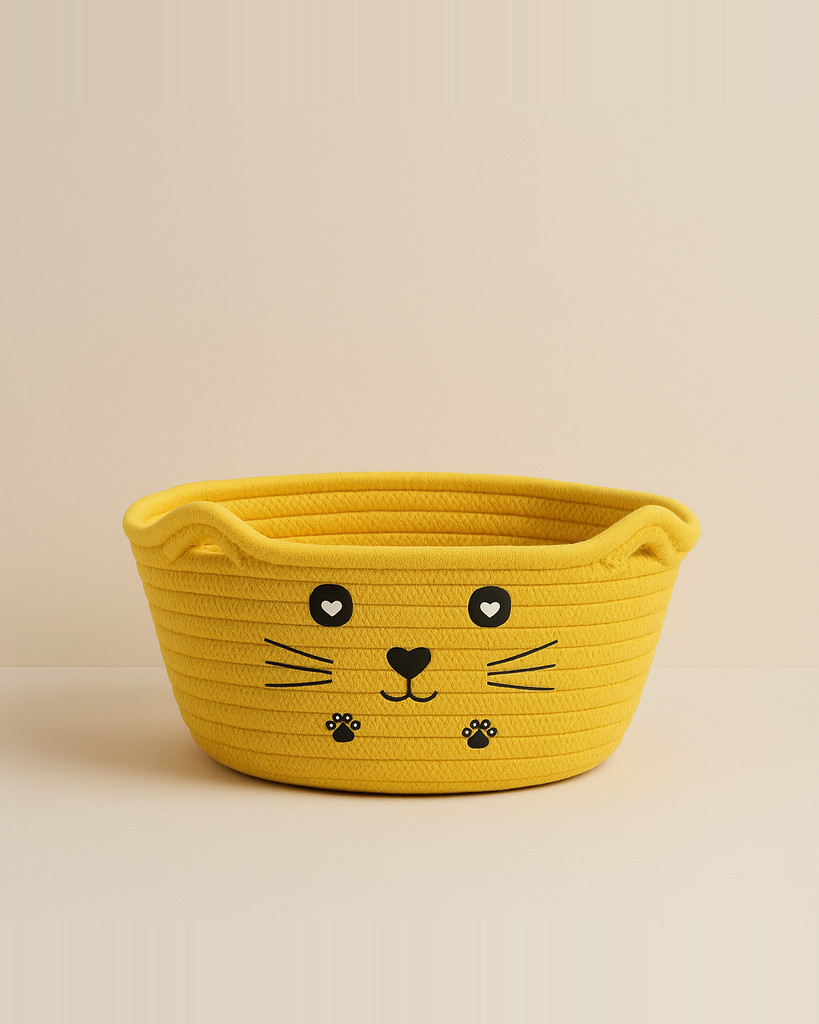 Woven Cotton Rope Cat's Ear Storage Baskets Desktop Sundries Kids Toys Organizer Box Dirty Clothes Hampe Cosmetics Holder