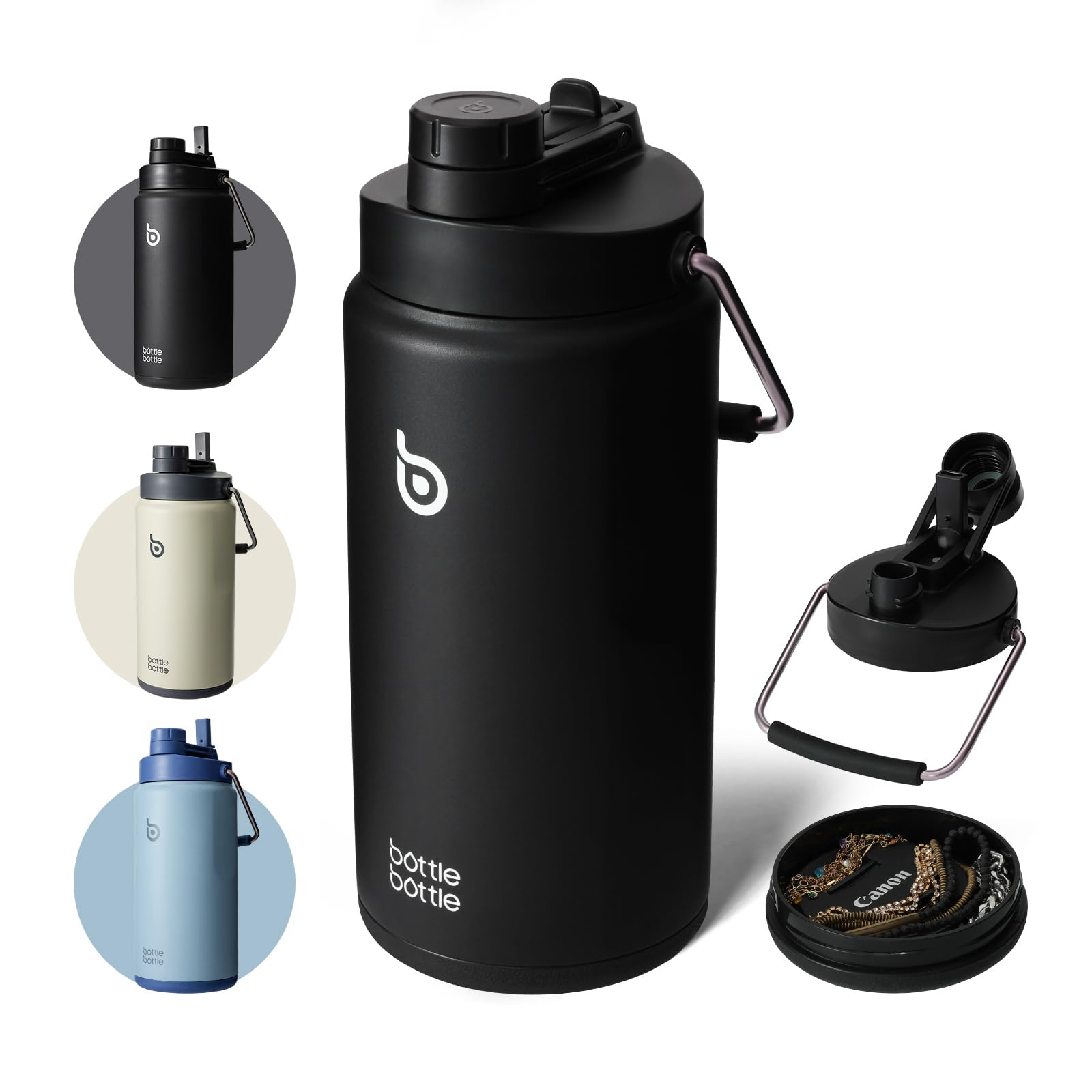 

BOTTLE BOTTLE 2-Liter Large Capacity Stainless Steel Water Bottle with Vacuum Insulation, Keeps Hot or Cold, Includes Straw, Portable Sports Bottle