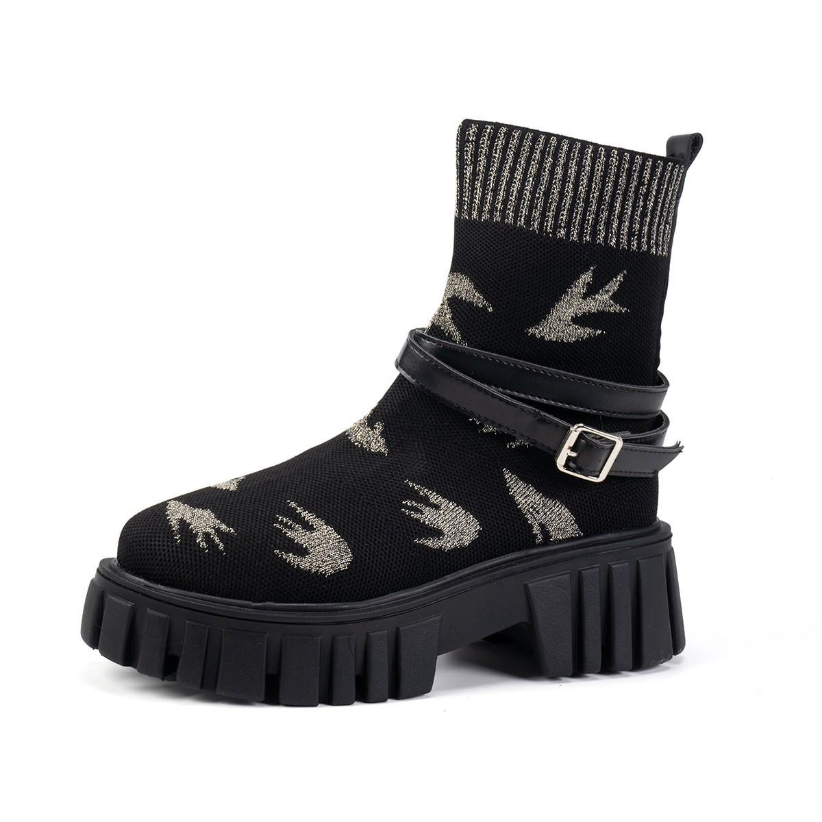 

Handmade soft-soled medium-heeled temperament thin autumn elastic women s boots short boots 2024 new foreign trade large-size fashion boots 36 чёрный