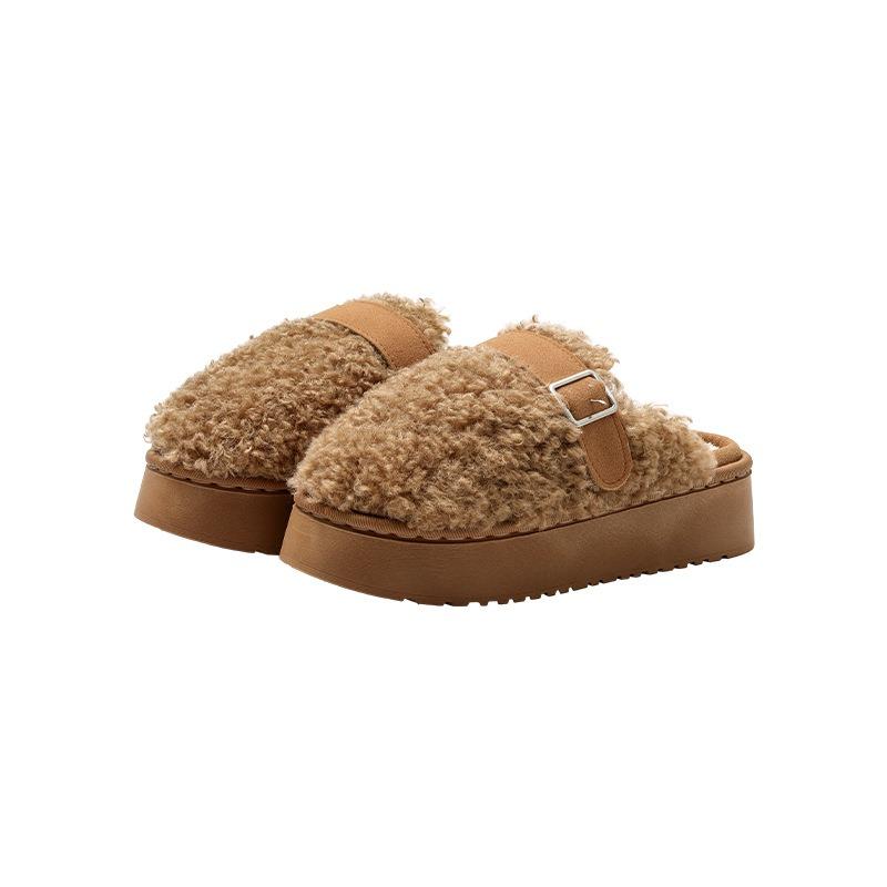 New Fashionable and Versatile Cotton Shoes and Slippers, Indoor Warm and Fleece Height-increasing Shoes