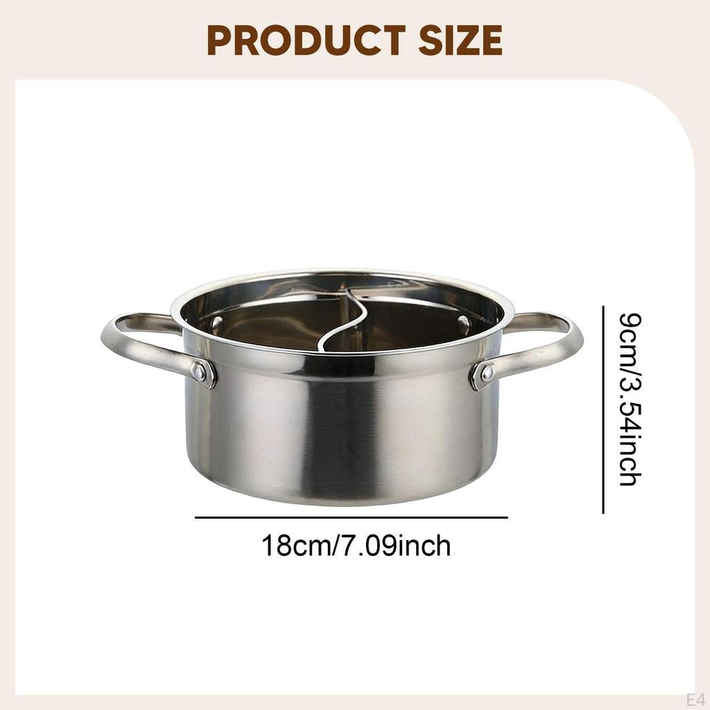 Divided Hotpot with Stainless Steel Double Compartments And Edges Handles Cookware for