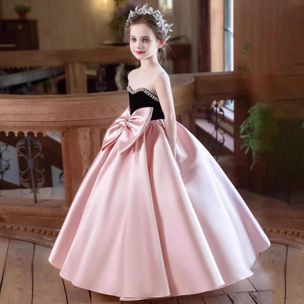 Party Dress New Kids Princess Pageant Host Gown Fashion Show Outfit Children Performance Recital Formal Wear
