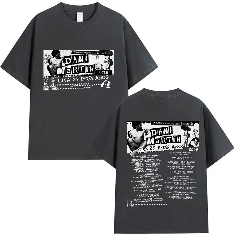 Rapper Dani Martin Tour 20252026 Merch T Shirts Mens Pop Music Clothing Short Sleeve Tshirt Man Hip Hop Gothic Vintage Tshirt