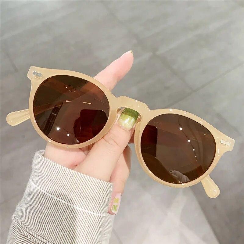 Klasyczne okrągłe spolaryzowane okulary przeciwsłoneczne damskie męskie soczewki herbaciane zewnętrzne okulary do jazdy w stylu vintage okulary przeciwsłoneczne unisex UV400