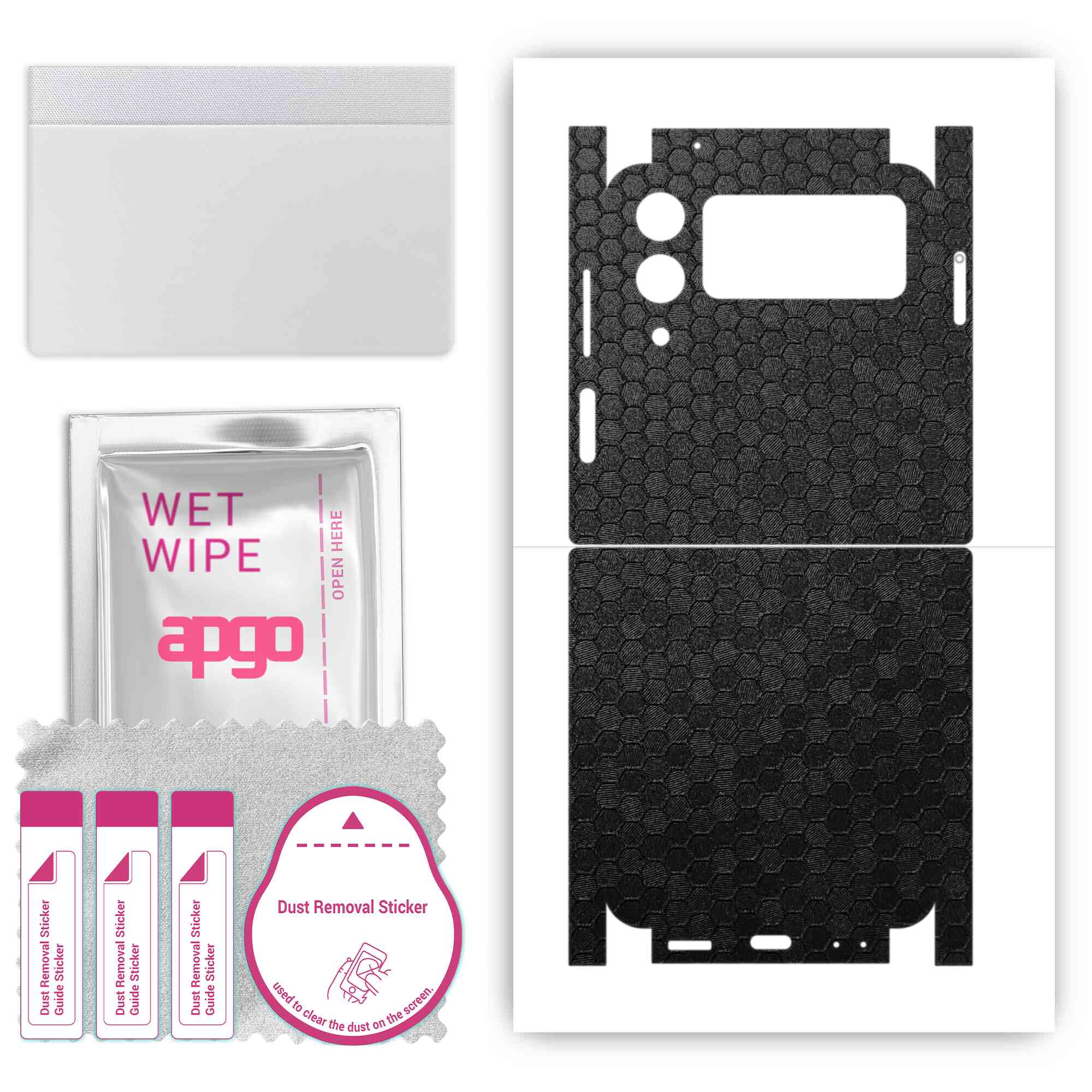 

apgo Protective Skin Sticker for the back+sides compatible with Samsung Galaxy Z Flip4, Full Wrap Film, Foil, Vinyl - Pattern Black Honeycomb
