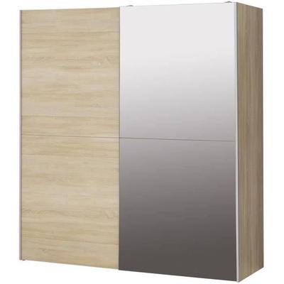 Wardrobe with 2 Sliding Doors with Mirror - Sonoma Oak - L 170.3 X D 61.2 X H 190.5 Cm - ULOS