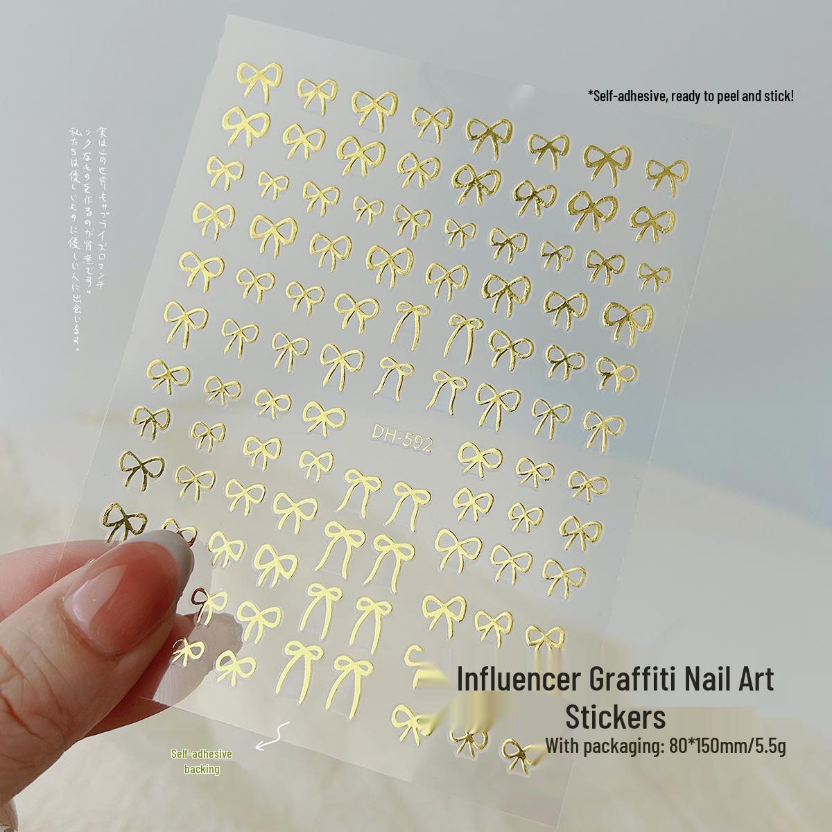 Trendy Graffiti Animal Nail Stickers - Thin & Durable Adhesive Bows