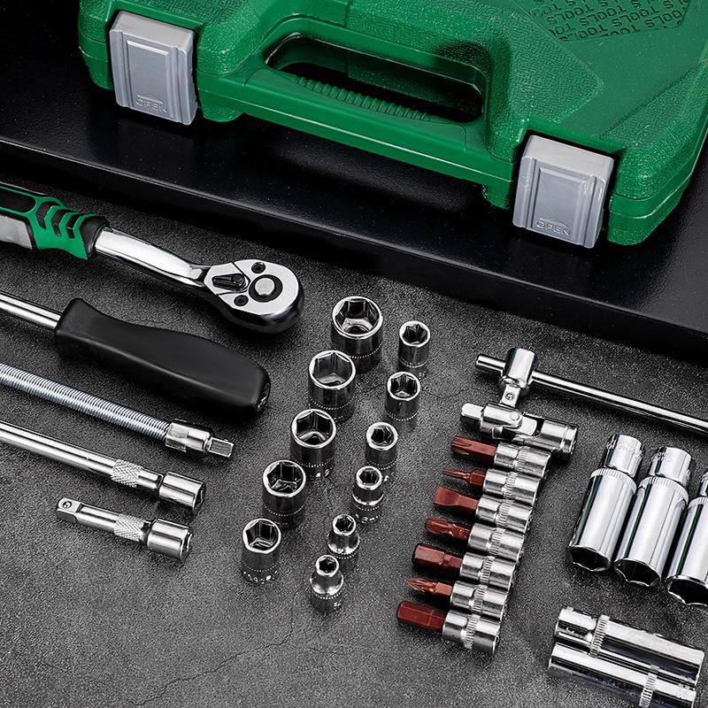 Conjunto de Ferramentas Automotivas Multiuso com Soquete, Broca Rotativa, Chave Hexagonal e Chave Inglesa