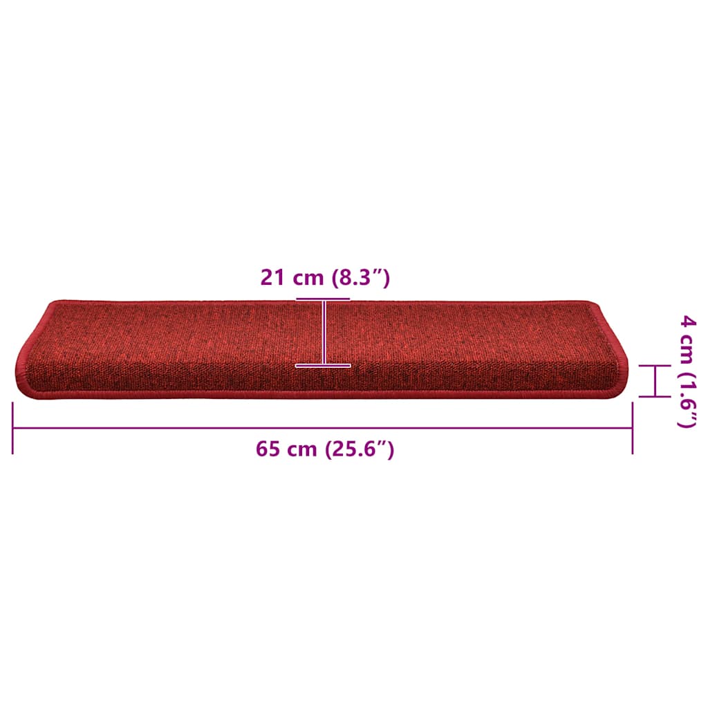 Step Mats 30 pcs. 65 x 21 x 4 cm Red Rectangular Edge