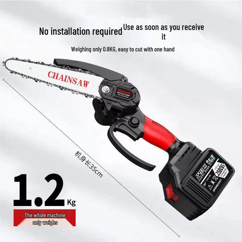 Portable Cordless Lithium Battery Chainsaw - Compact One-Handed Electric Pruning Saw for Household and Outdoor Use