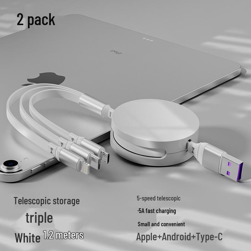 Juran Retractable Multi-Head Fast Charging Cable - 3-in-1 Function