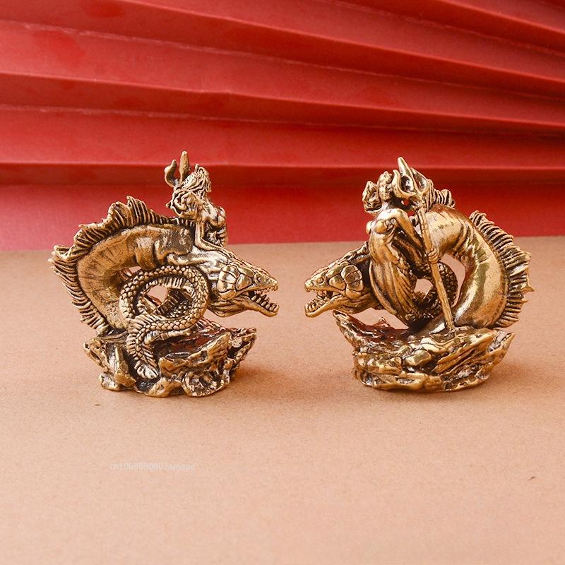 Retro Mässing Drottning Medusa Ornament Figurer Forntida Grekisk Orm Kvinnors Hantverk Hem och Kontor Skrivbordsdekorationer