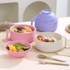 Mikrowellen-Ramen-Schüssel mit Deckel Instant-Nudelschüssel-Set mit Stäbchen Löffel und Gabel Kunststoff Tragbarer Nudelbehälter für Reisen und Zuhause Mittagessen