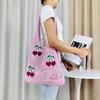 New I-Knitted Bag Knitted Bag Large Capacity Tote Bag Cherry Shoulder Bag