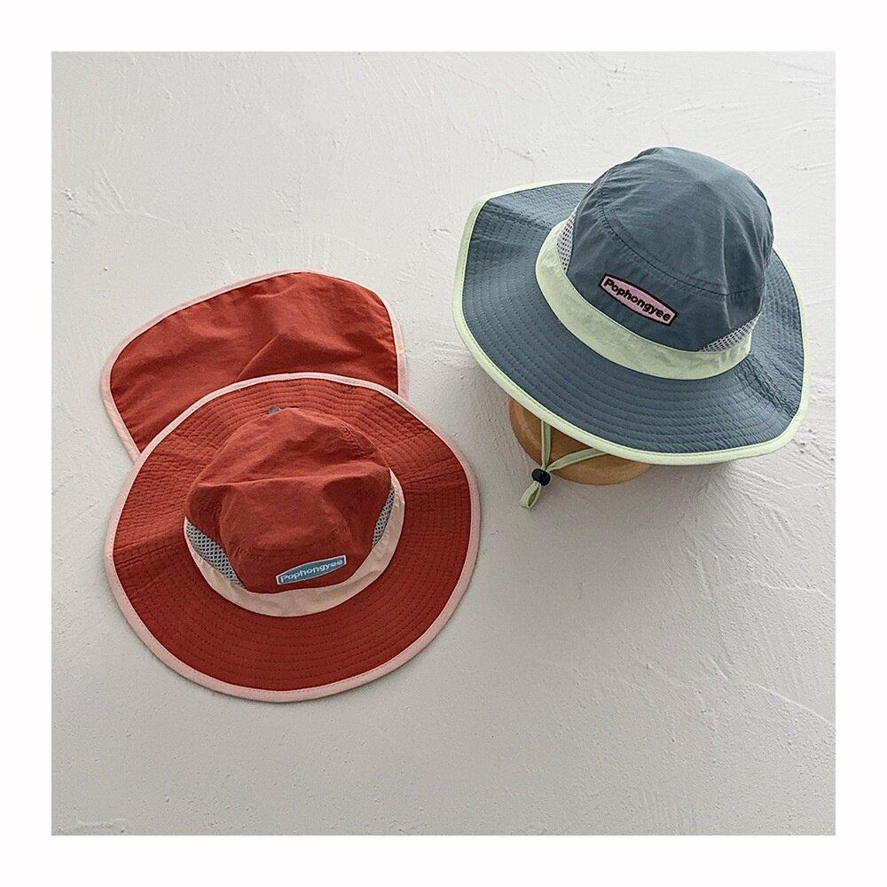 Kids Quick Dry Wide Brim Bucket Hat With Cape Summer UV Protection Block Parent Child Outdoor Camping Sun Hat