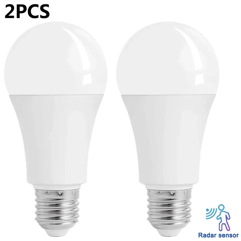 1~2Pack 10W LED Bulb Light E27 Radar Motion Sensor 85-265V White Smart Lamp Working In Night for Home Living Room Stair Pathway