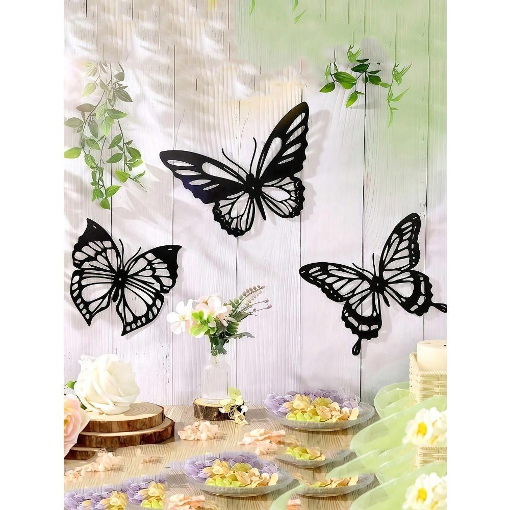 Vintage 3D Metal Butterfly Wall Art Set of 3 – Farmhouse Decor, Rustproof, Easy To Hang, Unique Gift for Her