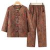 Chinese Retro Plus Size Two-Piece Set: Loose Cotton Linen Jacket & Pants for Middle-Aged Women