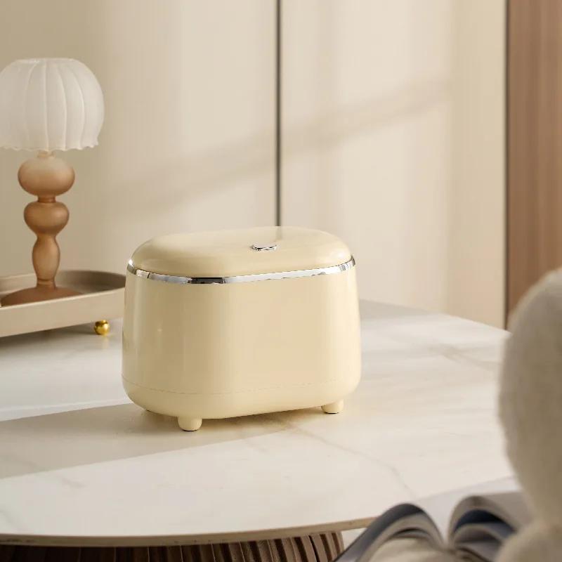 Light Luxury Style Press Desktop Small Trash Can Kitchen Bathroom Trash Bin Double Layers Design Garbage Bucket
