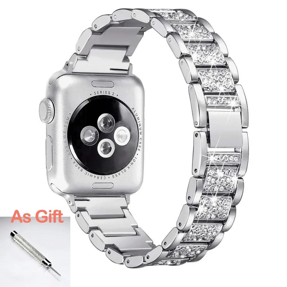 Bling Diamond Strap For Apple Watch Band 40mm 45mm 44mm 41mm 42mm 38mm Metal Belt For IWatch Series 7 SE 6 5 4 Ladies Bracelet