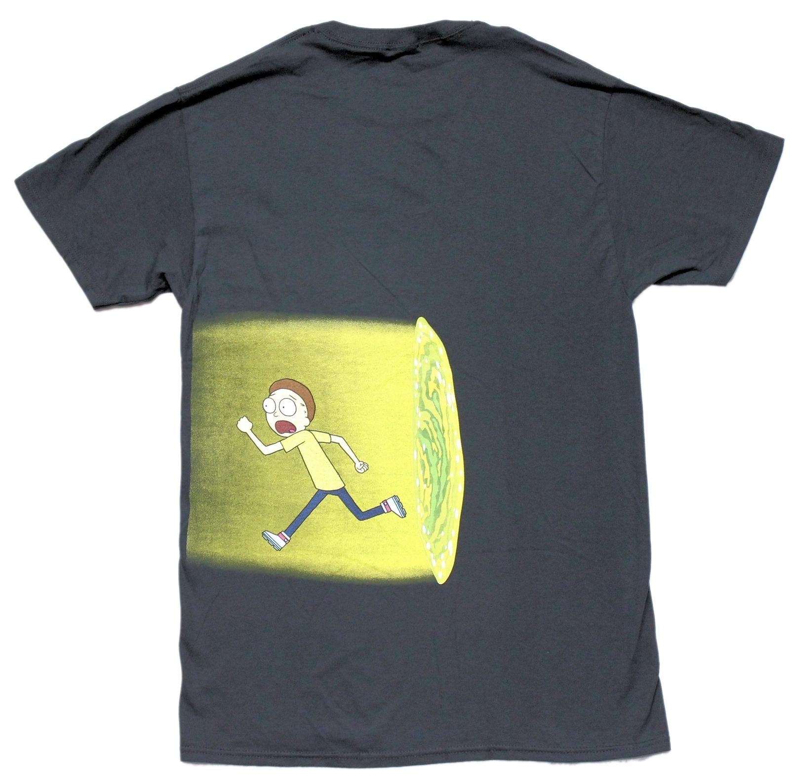 Rick and Morty Mens T-shirt - Running Through Portal & Shirt M