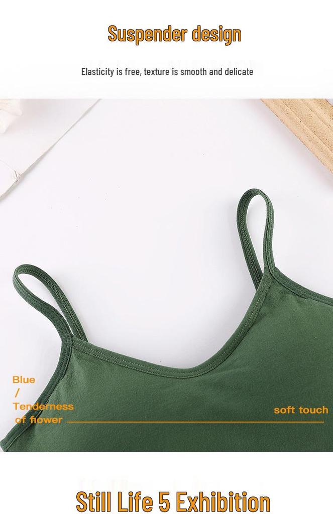 Wire-Free Pure Cotton Camisole with Chest Pad: Beautiful Back, Shockproof Fitness Yoga Bra