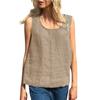 Women's Loose Casual Cotton and Linen Summer Solid Colour Round Neck Tank Top