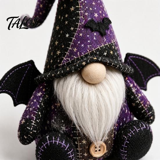 Fabric Sewing Kit Halloween Gnome Patchwork Kit, Witch Pumpkin Doll DIY with Pre-Cut Handmade Holiday Buttons Needle Thread, Cute Craft for