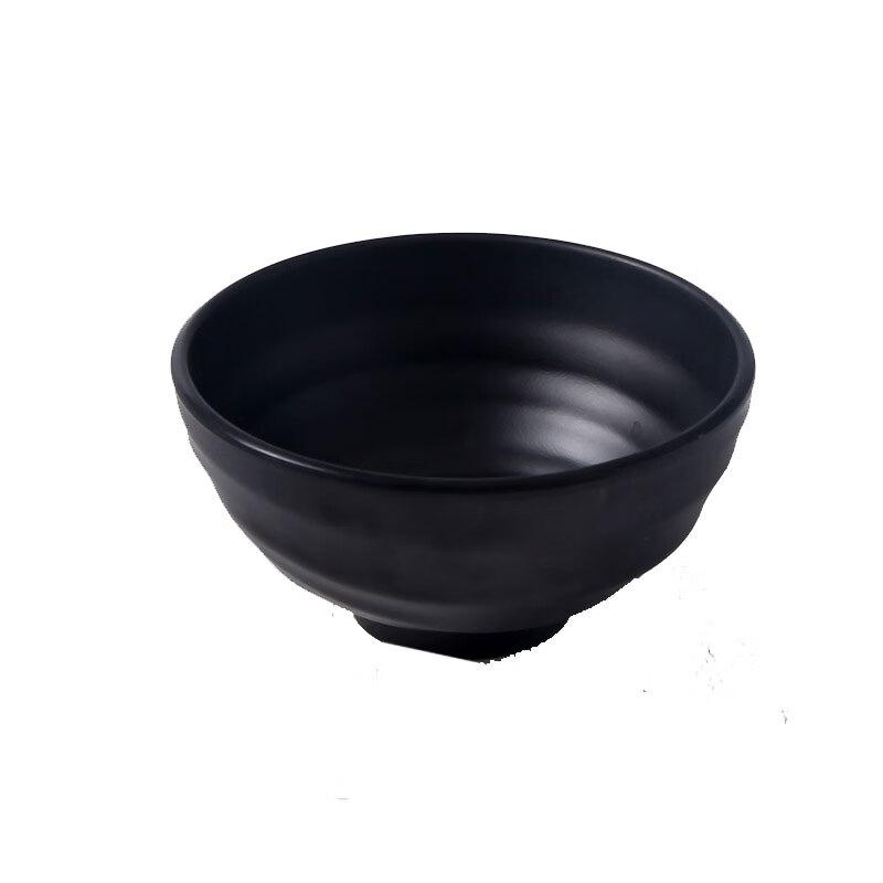 Korean Style 6.5-inch Black Melamine Twill Bowls, 5-Pack