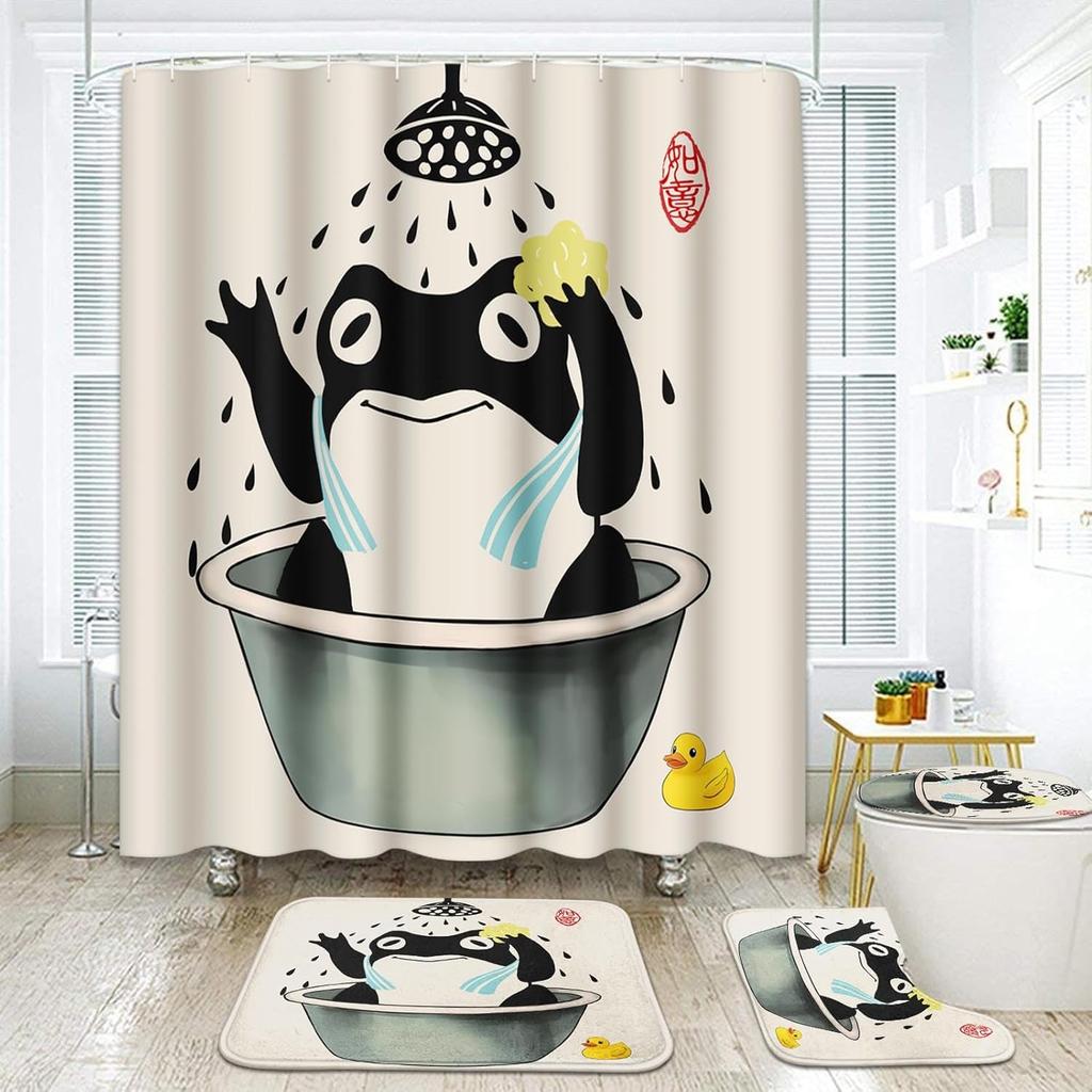 Artsocket Pink Mermaid Tail Scales Bathroom Set With Shower Curtain And Rugs Accessories Sea Turtle Seahorse Octopus Conch Showe