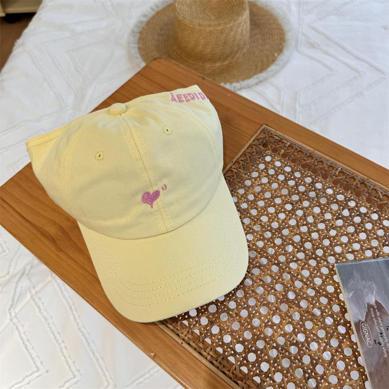 Love embroidery half-empty top baseball cap female summer student college wind can tie ponytail cap versatile sun hat