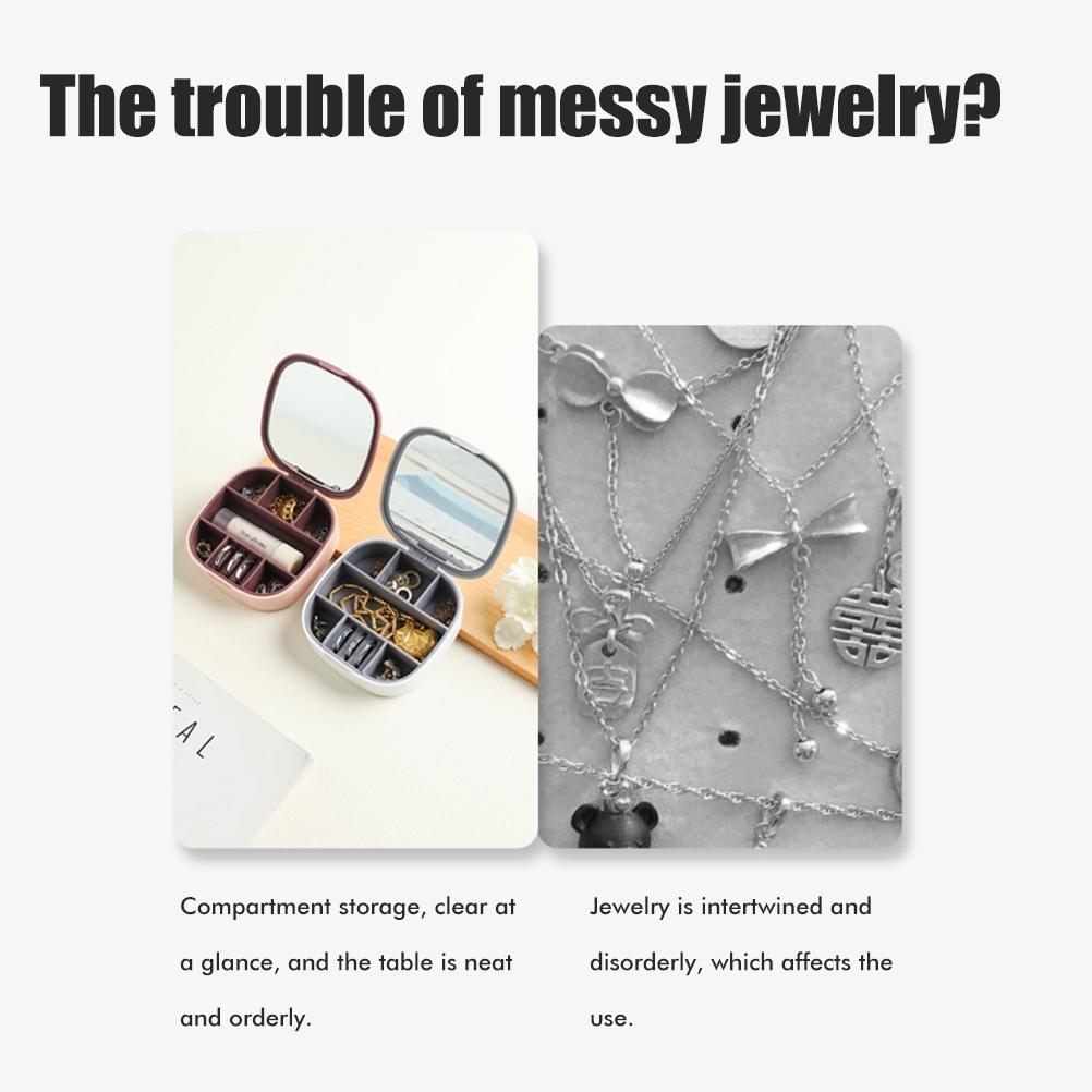 Travel Jewellery Box Portable Small Jewellery Box Organizer with Mirror Mini Jewelry Storage Case for Rings Earrings