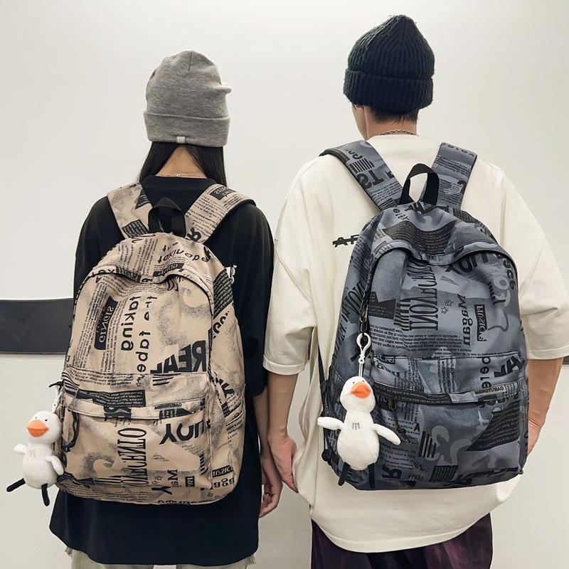 School Bag Men's Fashion Trend Middle School Students Junior High School Students High School Students Large Capacity Canvas Girls Backpack Backpack