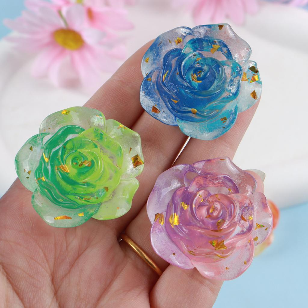 12pcs Mix Colors Cute Resin Rose Flowers Flatback Cabochon DIY Jewelry Making Decoration Embellishment Accessories