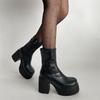 Black small British style platform Martin boots women's summer 2025 new thin high-heeled short boots