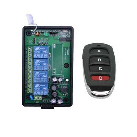 Aoke 220V 4-Way Wireless Multi-Purpose Remote Control Switch with Self-Locking Learning Code Wireless Remote Control Switch