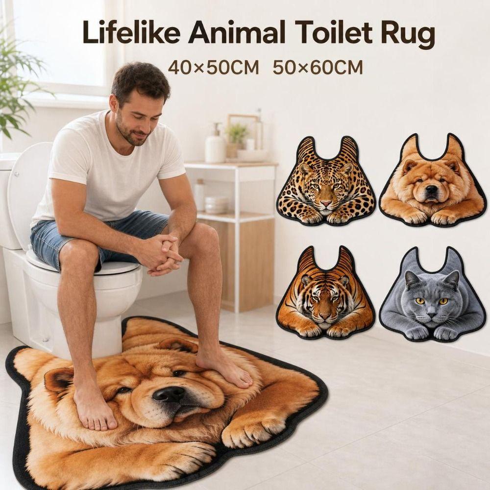 Diatomaceous Earth Lifelike Animal Toilet Floor Mat Non-slip Toilet Floor Mat Bathroom Decor