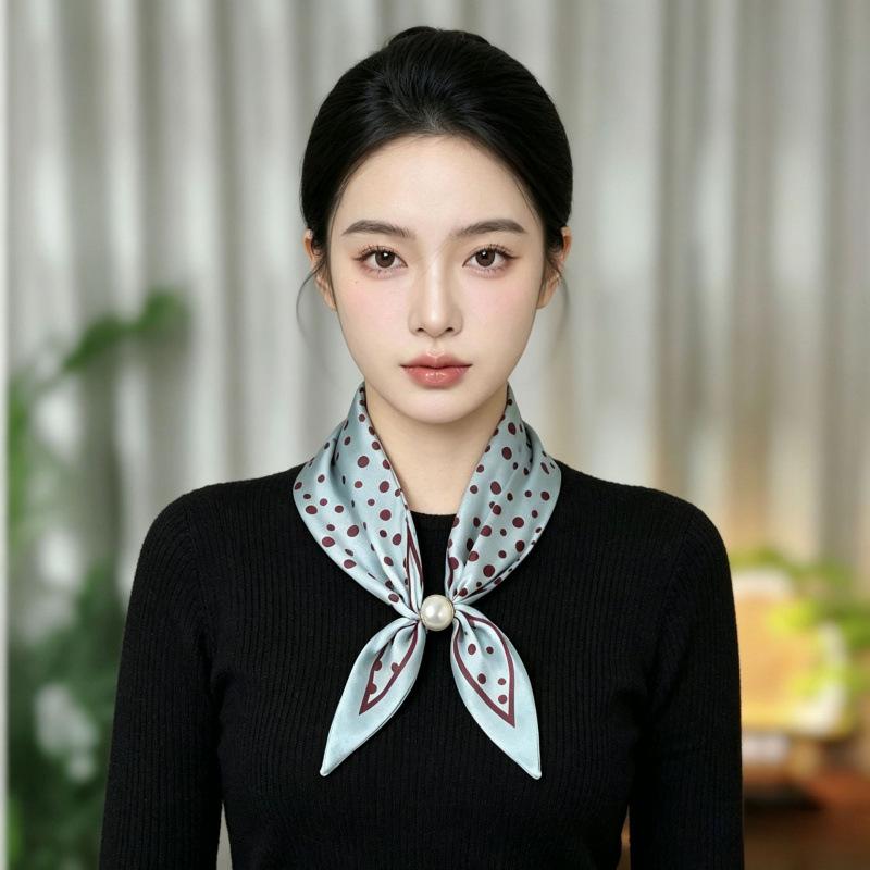 Summer High-grade Magnetic Suction Small Silk Scarf Versatile Anti-sun Scarf Satin Silk Scarf Long Strip Foreign-style Butterfly Scarf Female