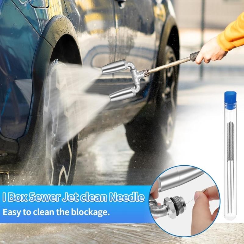 Stainless Steel High Pressure Washer Replacement Nozzle Tip Garden Cleaning Tool Rotating Double Nozzle Tip 1/4inch