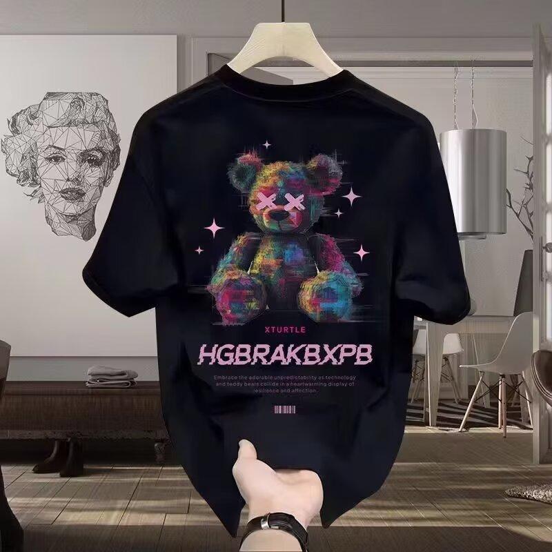 

Unique Back Design Top Korean Style Half Sleeve T-Shirt Regular Shoulder Casual Printed Short Sleeve T-Shirt for Men Summer New Style 3XL білий